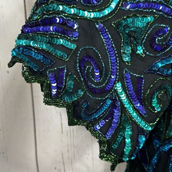 Laurence Kazar Vintage Silk Sequin Top Glam Partywear 3X Holiday Sparkle - Picture 10 of 16